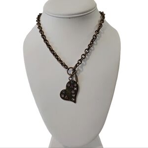 GUESS Necklace Women's Choker Bronze With Heart Pendant